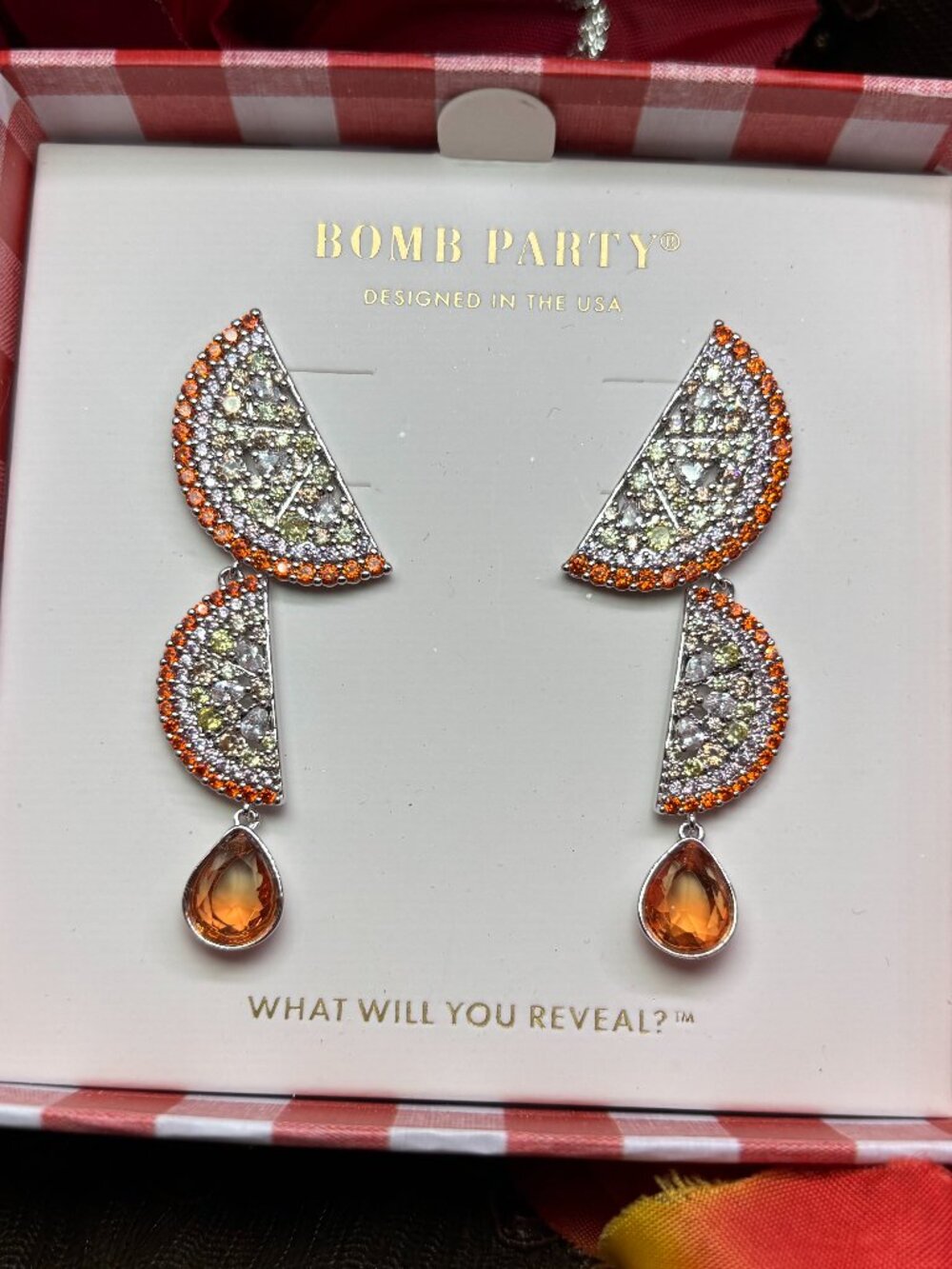 Bomb Party "Under The Orange Tree" Market Fresh Drop Earrings RBP6406 MSRP $138